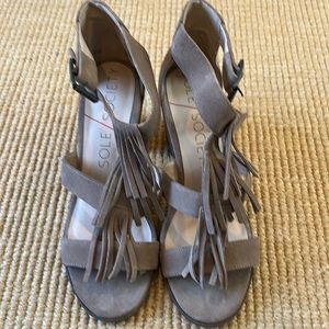 Tan Suede Fringe Sandals